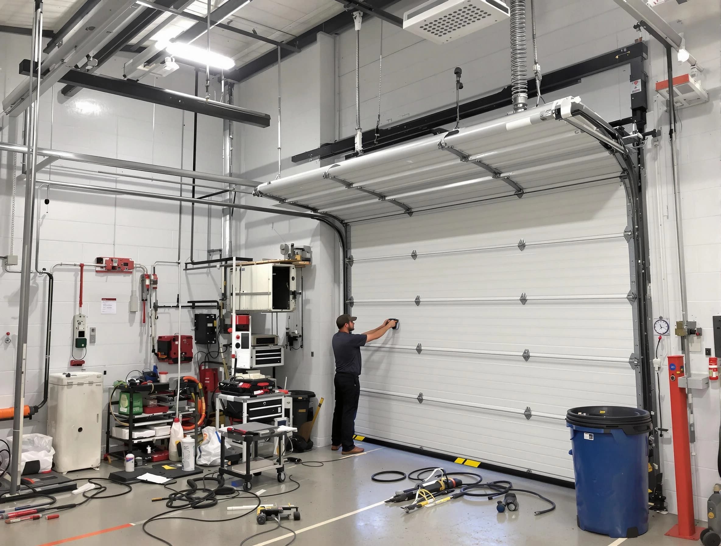 Glen Allen Garage Door Repair certified technician performing commercial door repair at a Glen Allen business facility