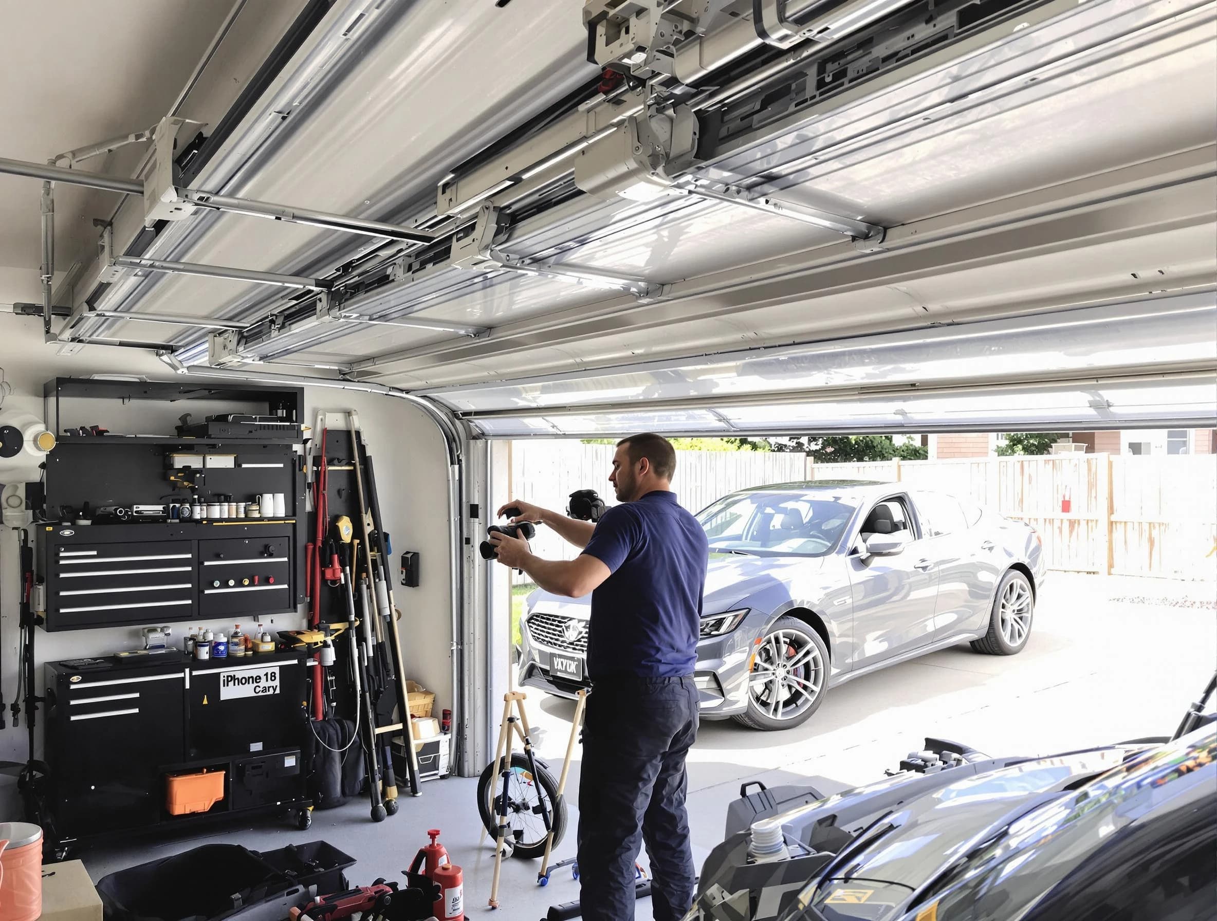 Glen Allen Garage Door Repair technician fixing noisy garage door in Glen Allen