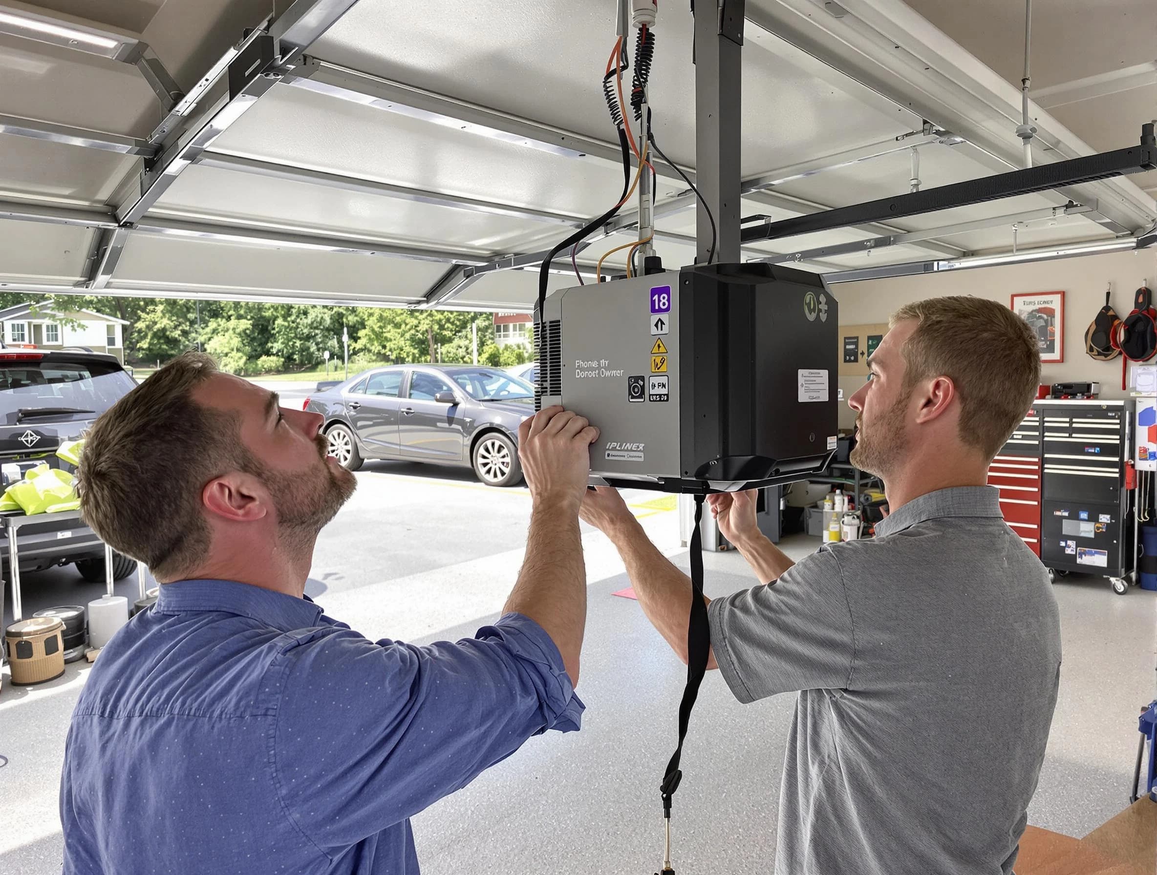 Glen Allen Garage Door Repair technician installing garage door opener in Glen Allen