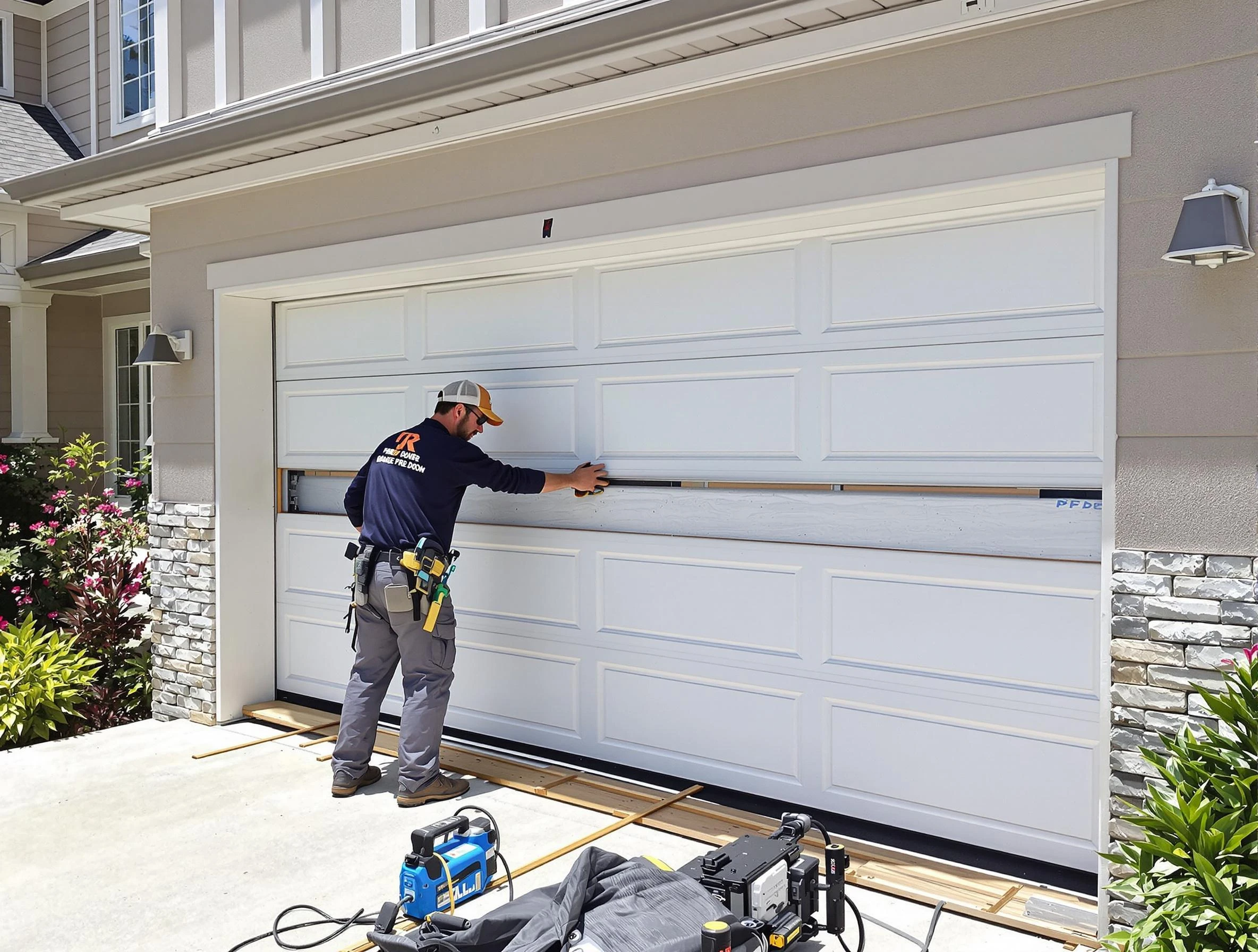 Glen Allen Garage Door Repair team performing complete garage door replacement at Glen Allen residence