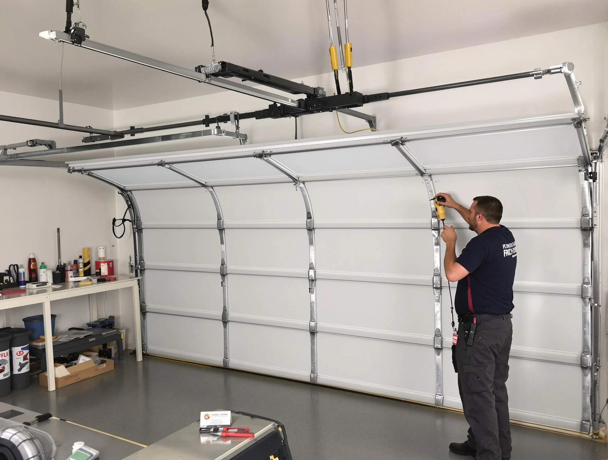 Glen Allen Garage Door Repair certified technician performing overhead door system repair in Glen Allen
