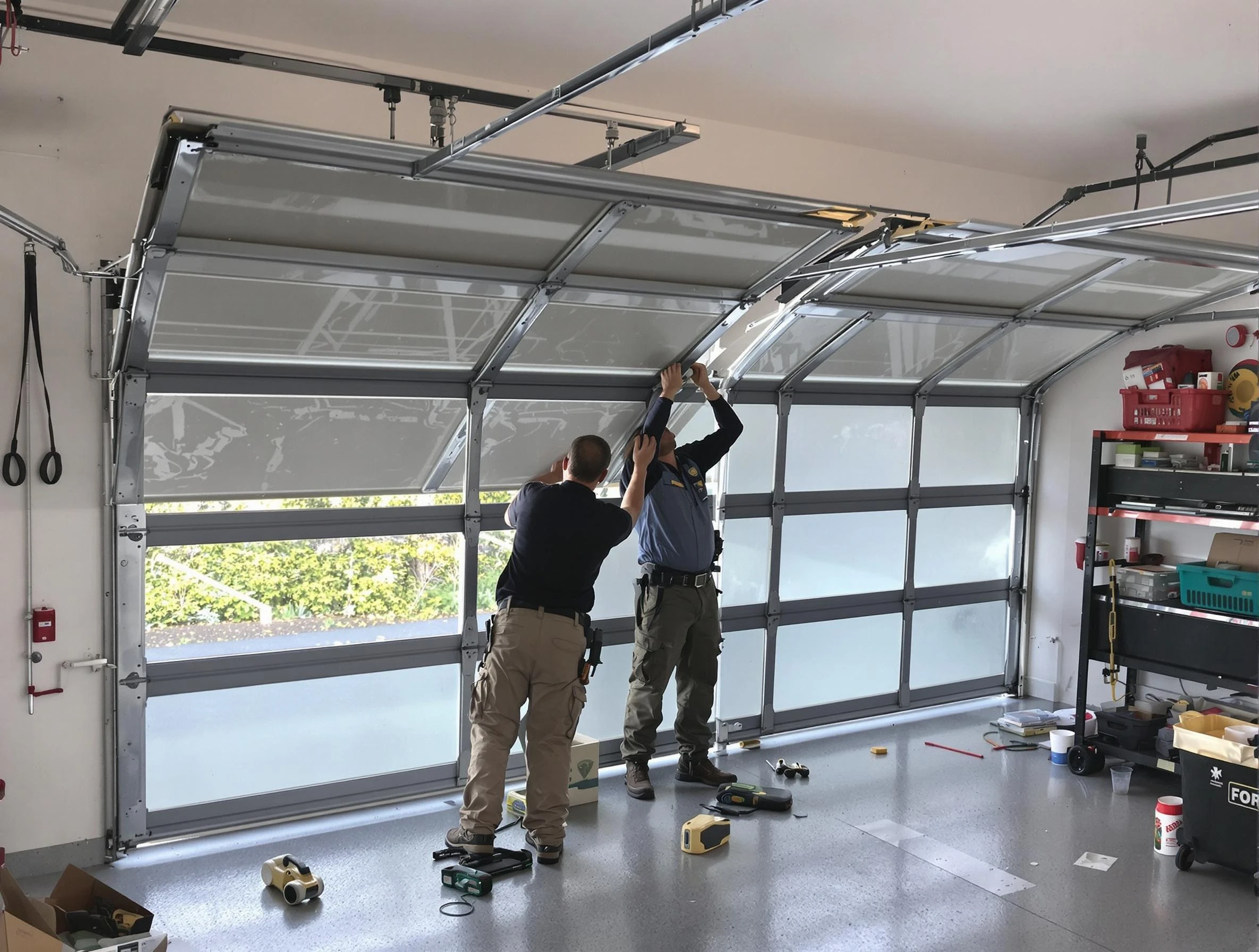 Glen Allen Garage Door Repair expert performing precise panel replacement on Glen Allen garage door